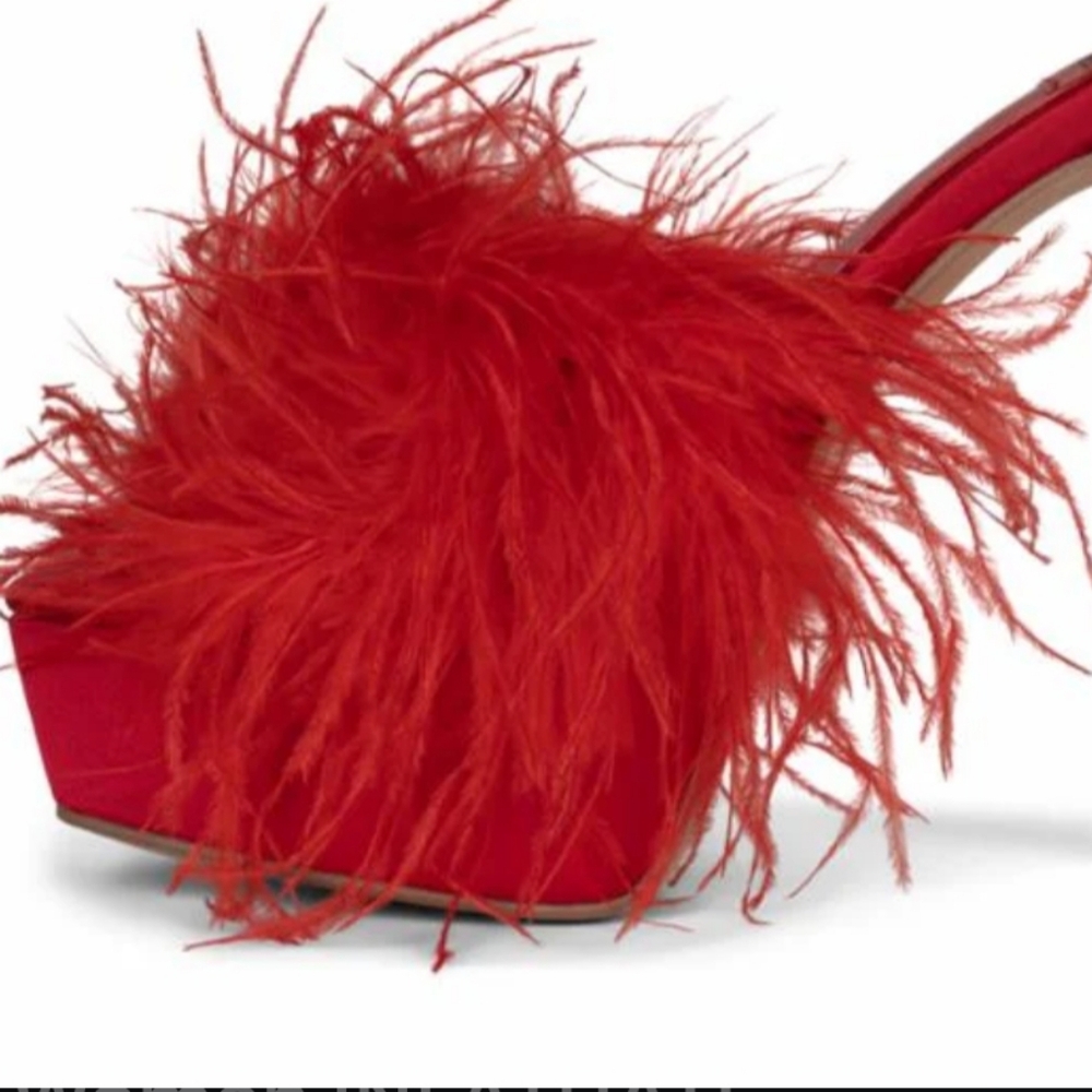 Jeffrey Campbell Red Feather Infatuate Platform High Heel Slide Sandals